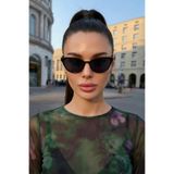 Chunky Frame Melone Cat Eye Uv400 Filtreli Ultra Hafif Siyah Güneş Gözlüğü