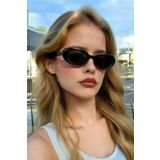 Chunky Frame Siyah Cat Eye Vintage Model Oval Güneş Gözlüğü
