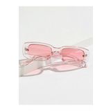 Chunky Frame Vintage Şeffaf Pembe Güneş Gözlüğü