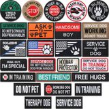 Chunyin 25'li paket hizmet köpek yamaları, koşum yamaları için taktik köpek yamaları, nakış, köpek yeleği, eğitimde köpekler için yamalar, Amerikan bayrağı yama, çıkarılabilir taktik yamalar, tasma tasması