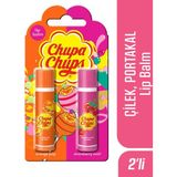 Chupa Chups 2 li Dudak Bakım Kremi 4gr - Çilek Ve Portakal Nemlendirici Balm Boyasız - turuncu pembe