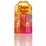 Chupa Chups 2’li Lip Balm Seti – Çilek ve Portakal Aromalı Dudak Nemlendirici (Strawberry Swirl & Orange Pop) 4g x 2 | Tatlı Kokulu ve Renkli Dudak Bakımı