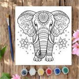 Chve Design 20X20 Tuval Boyama Seti Çocuklar Için Etkinlik Fil Mandala Tuval Boyama Seti