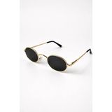 CHWAIN Milano Oval UV400 Güneş Gözlüğü | Gold Metal Çerçeve | Unisex - Siyah