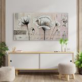Çiçeğin Doğuşu Yağlı Boya Dokulu Tablo 90X120 Gümüş Çerçeveli
