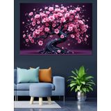 Çiçek Açan Sakura Ağacı Dekoratif Kanvas - Mdf Ahşap Tablo