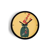 Çiçek Açan Zaman Modern Tasarım Duvar Saati - 30cm - Önü Camlı Siyah Kasa - Sessiz Mekanizma, JH0496S30SKP