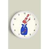 Çiçek Açan Zaman Modern Tasarım Duvar Saati - 35cm - Önü Camlı Beyaz Kasa - Sessiz Mekanizma, JH0493S35BKP