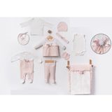 Çiçek Aksesuarlı Dantelli Kutusuz Hastane Çıkışı Bebe 10' Lu Set - Pembe