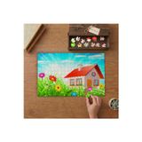 Çiçek Bahçesi - Şirin Ev Tasarımı 240 Parça Ahşap Puzzle Ahşap Kutuda MPY10293