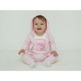 Çiçek Baskılı Kapüşonlu Hırka Bodyli Alt Ülst Takım - Atabay - MNS3040 - Pembe - 9 Ay - MNS3040-PEMBE-9 Ay Pembe
