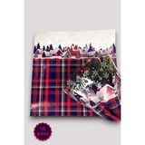 Çiçek Buket Ambalaj Kağıdı - Ekose Desen Kar Taneleri (Yılbaşı Happy New Year) 55X55CM (10 Adet)