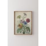 Çiçek Buketi - Ahşap Desenli Çerçeve, Ceviz, 50 x 70, 3646362349344