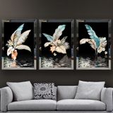 Çiçek Demeti Temalı Aynalı Çerçeveli 3 lü Kanvas Tablo Seti 150x70 cm SETS0042