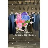 Çiçek Demeti Ve Kadınlar Günü Kutlu Olsun Yazısı Vitrin Cam Stickerı