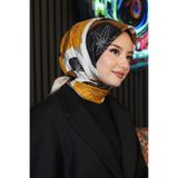 Çiçek Desen Sarı Soft Pamuk Eşarp Çok Renkli10