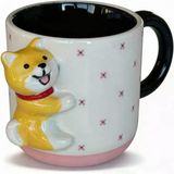 Çiçek Desenli 3D Köpek Figürlü Kupa 425 Ml