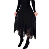 Çiçek Desenli Asimetrik Etek – Black Romance, siyah, s