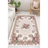 Çiçek Desenli Baskılı Kaymaz Yıkanabilir Salon Oturma Odası Mutfak Antre Balkon Halısı Yolluk 100 X 150 Cm Çok Renkli