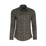 Çiçek Desenli Bej Slim Fit Gömlek