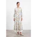 Çiçek Desenli Bohem Maxi Elbise -32531ELB - Mavi