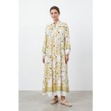 Çiçek Desenli Bohem Maxi Elbise -32531ELB - Zeytin Yeşili