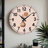 Çiçek Desenli Dekoratif Türkçe Rakamlı Uv Baskılı Duvar Saati (Sessiz) Akar Mekanizma Metal Akrep - Pembe