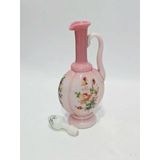 Çiçek Desenli El Yapımı Pembe Opalin Sürahi 35,5Cm