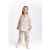 Çiçek Desenli Gabardin Kız Çocuk Ceket