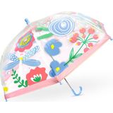 Çiçek Desenli Kız Çocuk Şeffaf Şemsiye - Pembe