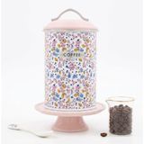 Çiçek Desenli Metal Kahve Saklama Kutusu Pembe Kapaklı 19x10 cm | Vintage Tasarım, Metal Gövde, Pembe Kapak, Kapaklı Kavonoz, Mutfak Düzenleyici