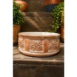 Çiçek Desenli Taş Saksı 25 cm Çap 12 cm Yükseklik