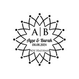 Çiçek Desenli Yuvarlak Mühür Kına Nişan Düğün 3X3 Cm Özel Etiket / 50 Adet Sticker