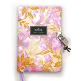 Çiçek Ebru Desen Hatıra Defteri (Günlük) Kilitli Defter 80 Yaprak - Mor
