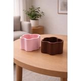Çiçek Formlu Dekoratif Organizer – Iki Adet Masaüstü Düzenleyici | 3D Baskı - 01P-Pembe