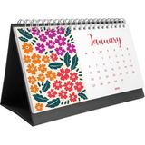 Çiçek Galerisi 2026 Masa Takvimi, Rengarenk Çiçekli Takvim, 2026 Desk Calendar, Flowers Calendar 2026, Floral Calendar - 1 Adet - Kahverengi