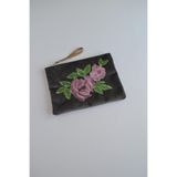 Çiçek Işlemeli Clutch Çanta GRİ