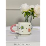 Çiçek Kabartmalı El Yapımı Kupa, Bardak, Kahve Fincanı - Pembe - 0 - 499 ml