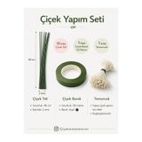 Çiçek Malzemecisii Çiçek Yapım Seti – 10 Adet Çiçek Teli + 30 Metre Çiçek Bandı + Tomurcuk