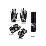Çiçek Model El Ayak Geçici Dövme Seti Spray Tattoo Dark Siyah Renk