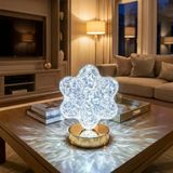 Çiçek Model Kristal Led Masa Lambası – Dokunmatik, 3 Renk Işık Modlu, Şarjlı Mini Dekoratif Gece Lambası (4915)
