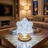 Çiçek Model Kristal Led Masa Lambası – Dokunmatik, 3 Renk Işık Modlu, Şarjlı Mini Dekoratif Gece Lambası (5680)