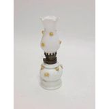 Çiçek Motifli Antika Opal Cam Gaz Lambası 012