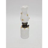 Çiçek Motifli Antika Opal Cam Gaz Lambası 035