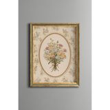 Çiçek Nakış Deseni – Vintage Desenli Çerçeve – İnce Model, Altın4, 21 x 30