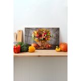 Çiçek Sepet Desen Cam Kesme Tahtası, Silikon Ayaklı Sunum Kesim Doğrama Tablası, Temperli ve Rodajlı - 23 x 35 cm