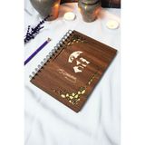 Çiçek Temalı Mustafa Kemal Atatürk Ahşap Kapaklı Defter - Çizgisiz Defter - A5 Anı Defteri
