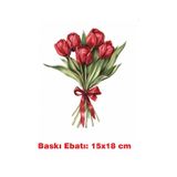 Çiçek Temalı Ütü İle Yapışan Tekstil Kumaş Tişört Dtf Baskı 3469