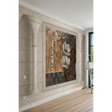 Çiçek ve Huş Ağacı Kolaj Desenli Sütun Görünümlü Tek Parça Tekstil Duvar Kağıdı, 100 x 100
