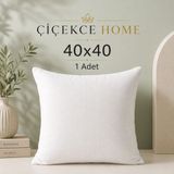 ÇİÇEKCE HOME 40 x 40 cm Kırlent Kılıfı İç Yastık 300 gr Tela Kumaş Malzeme ile Şık Tasarım - Beyaz